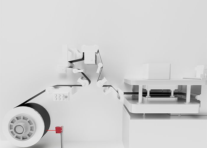 Đo đường kính cuộn điện cực trong sản xuất pin bằng cảm biến laser Leuze