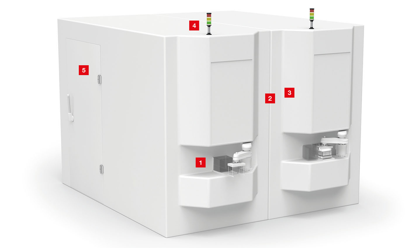 Thiết bị hậu phân tích — hệ thống lưu trữ mẫu đến -80°C với cảm biến kiểm soát trạng thái đóng, màng bịt kín và truy xuất mẫu